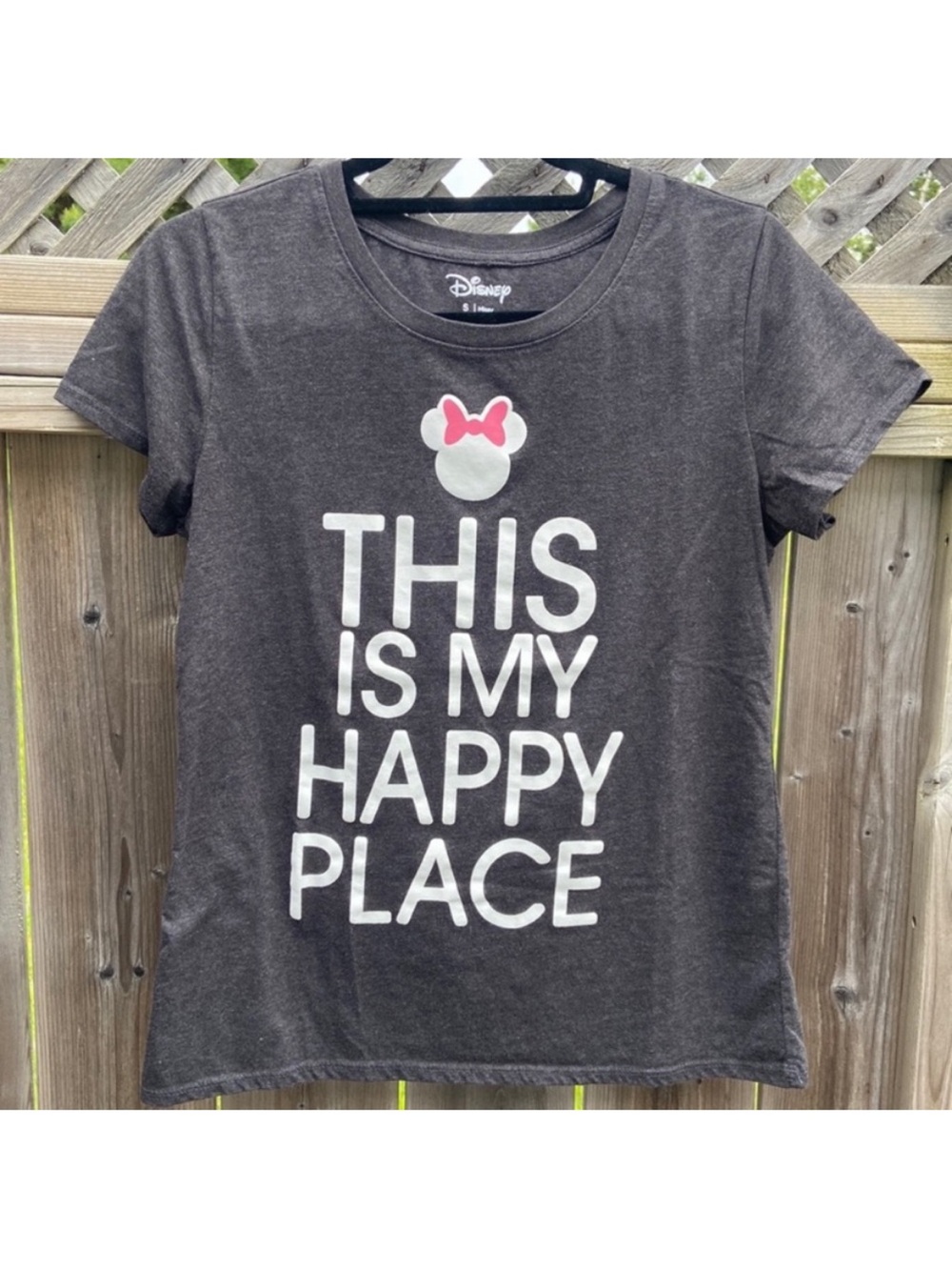 Disney Black Short-Sleeve Tee with Pink Minnie Bow Graphic